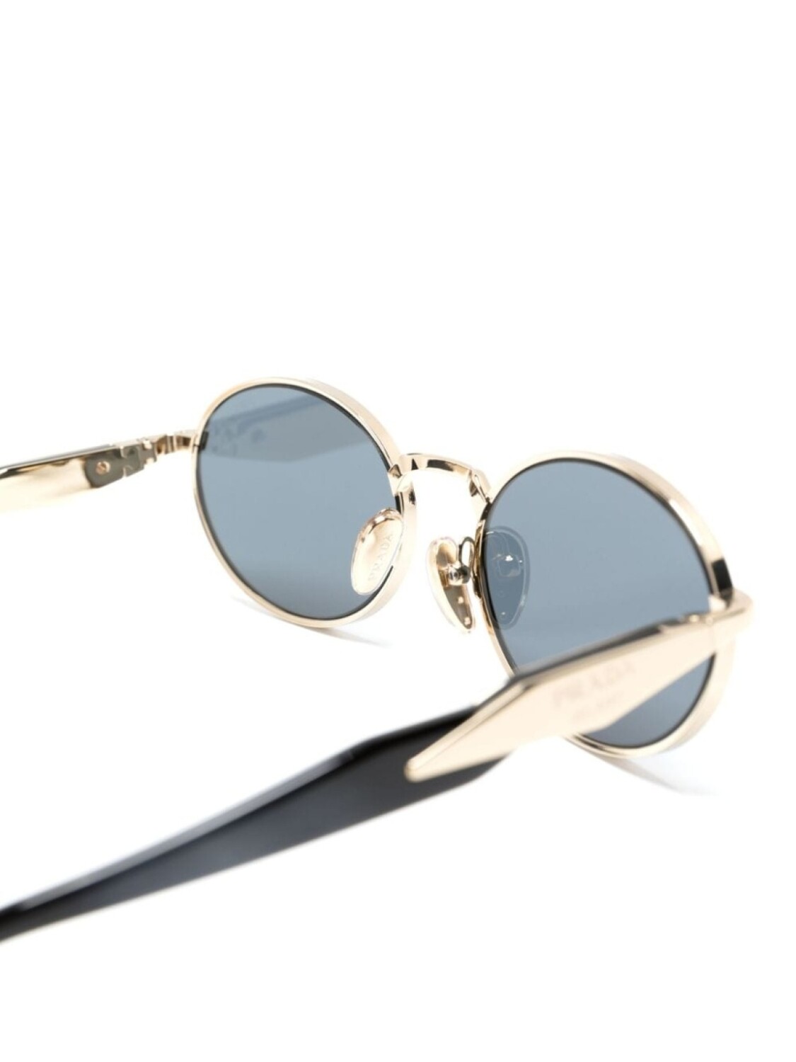 Prada Eyewear солнцезащитные очки в овальной оправе с логотипом, золотой — фото 3