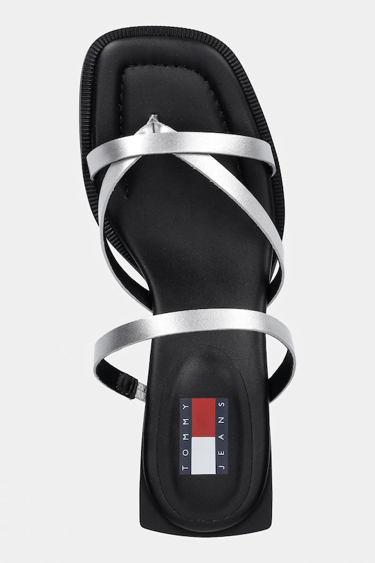 Кожаные шлепанцы The Soho Sandal Metallic Tommy Jeans, серебряный — фото 4