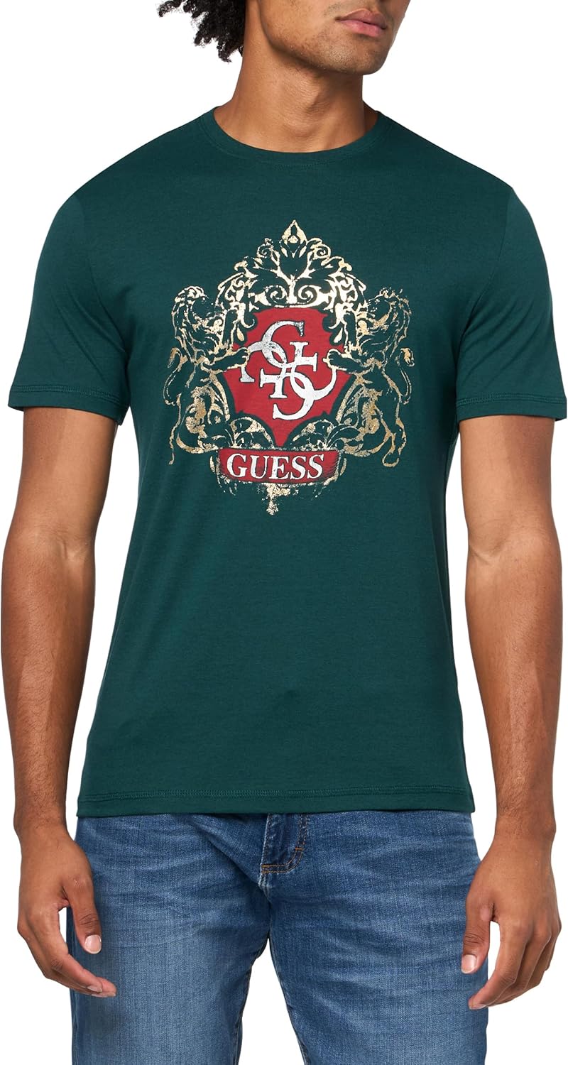

Мужская футболка GUESS с эко-эмблемой, Dark Jade, Зеленый, Мужская футболка GUESS с эко-эмблемой, Dark Jade