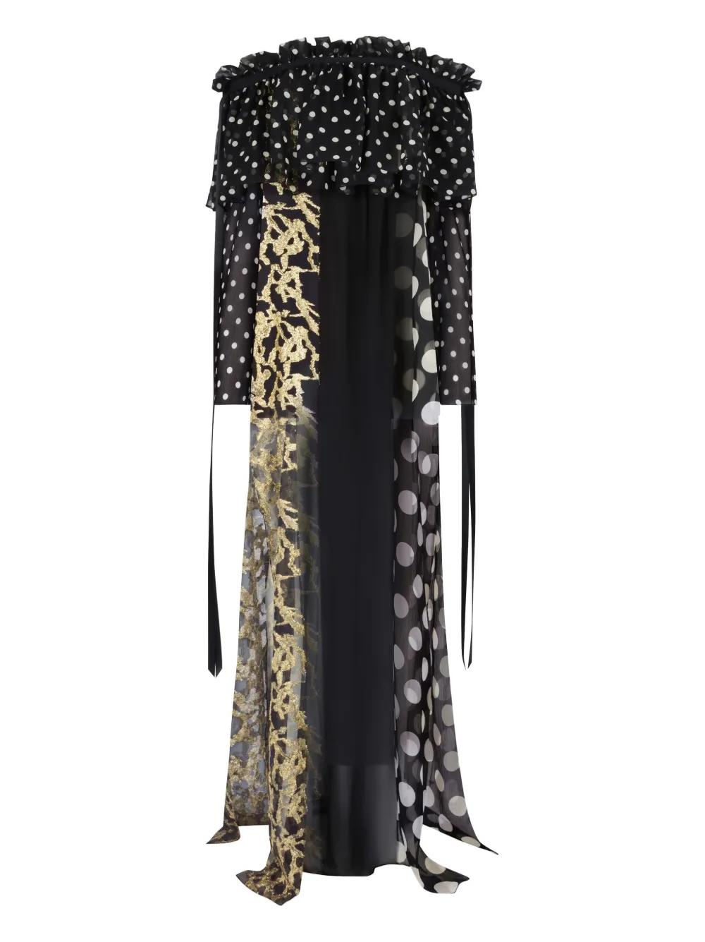 

Шелковое платье макси в горох Nina Ricci, черный