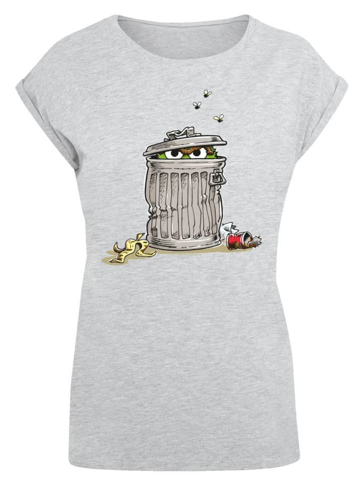 

Футболка F4NT4STIC Extended Shoulder T-Shirt Sesamstraße Oscar Tresh Box, пятнистый серый