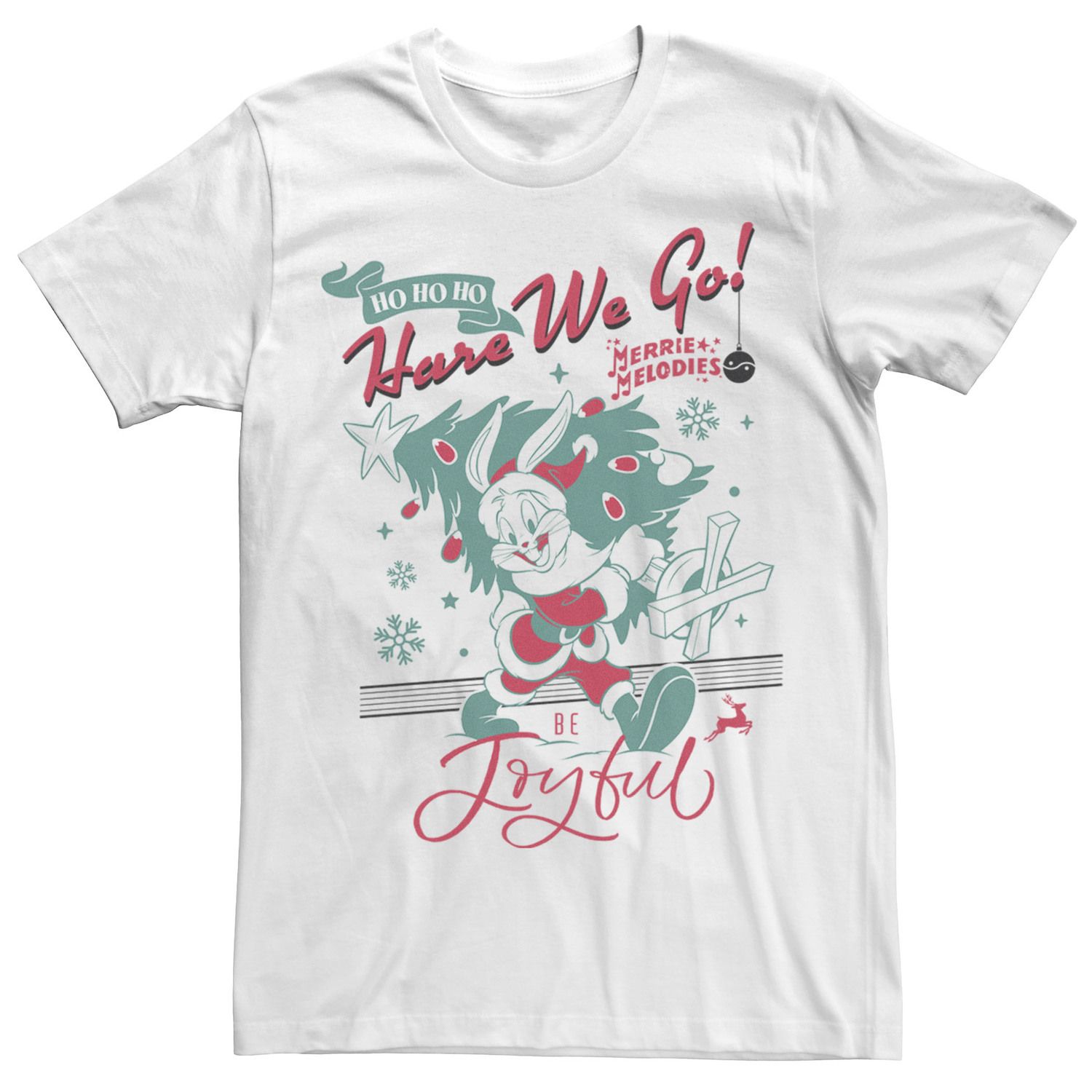 

Мужская футболка Looney Tunes Christmas Bugs Bunny Ho Ho Ho Here We Go Tee Licensed Character