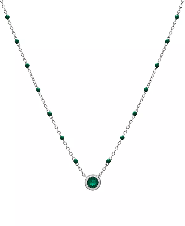

Ожерелье с драгоценными камнями, соответствующими знаку зодиака, из стерлингового серебра, 16 дюймов + удлинитель 2 дюйма Macy'S, emerald