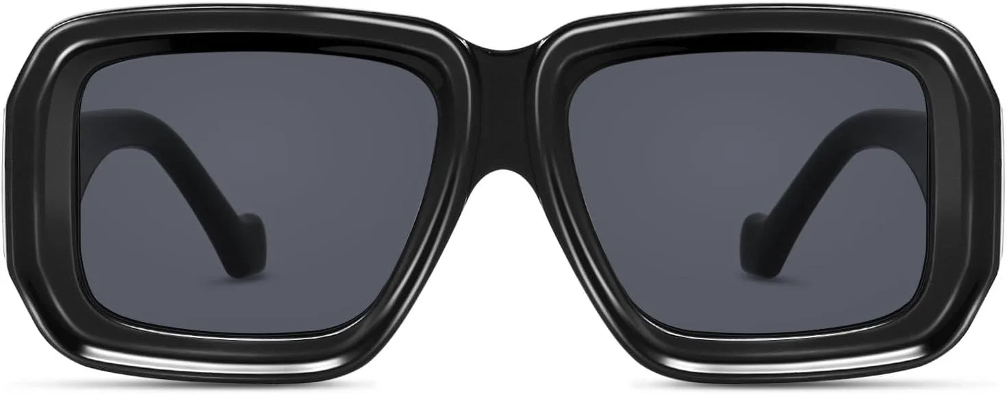 

Винтажные солнцезащитные очки YDAOWKN большого размера для женщин и мужчин, ретро квадратной формы, роскошные, с защитой от УФ-излучения UV400, A Black/Gray