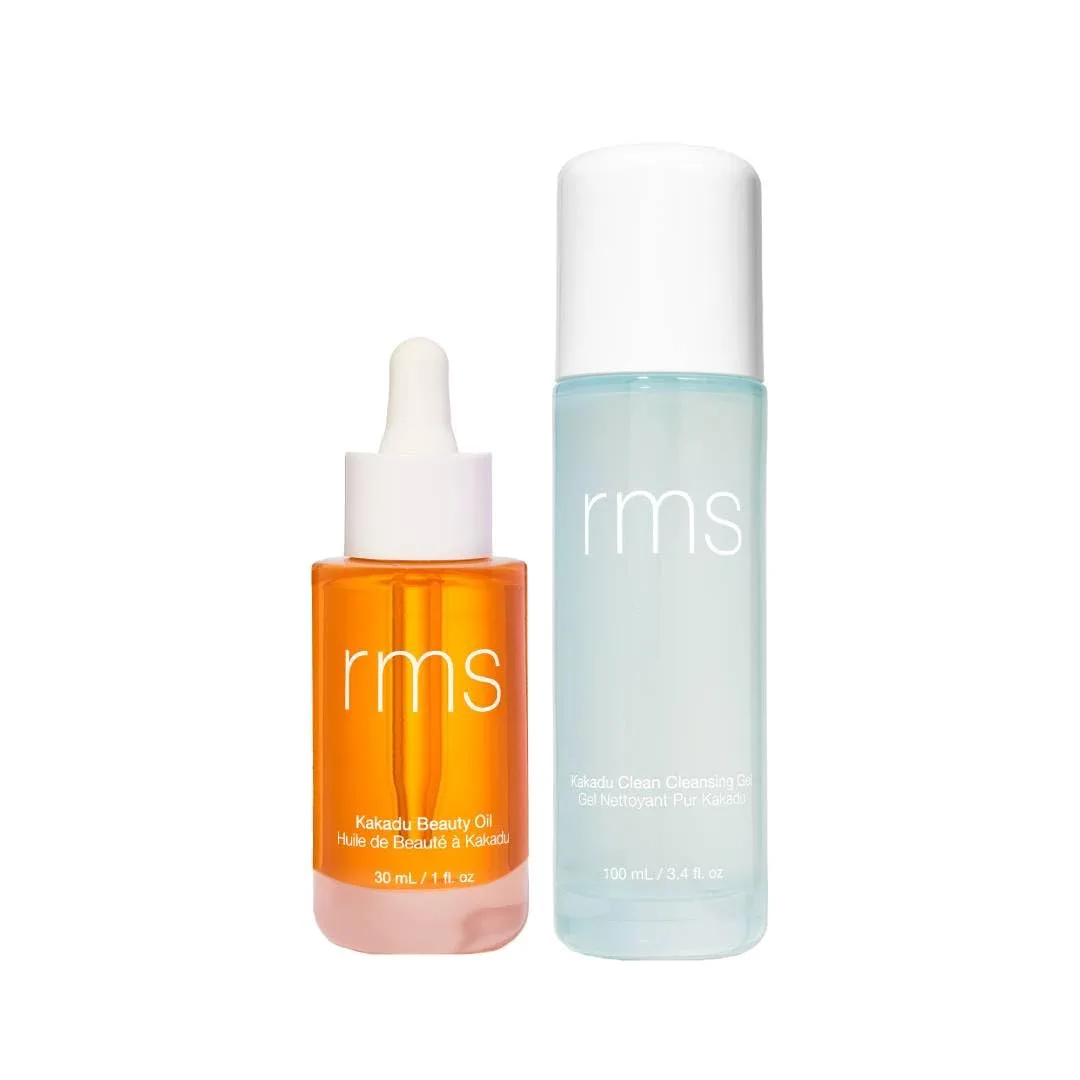 RMS Beauty Kakadu Beauty Oil - натуральное масло для лица с витамином С и очищающий гель Kakadu Clean - мягкое средство для умывания лица, не содержащее силикона, превращающееся в пену.