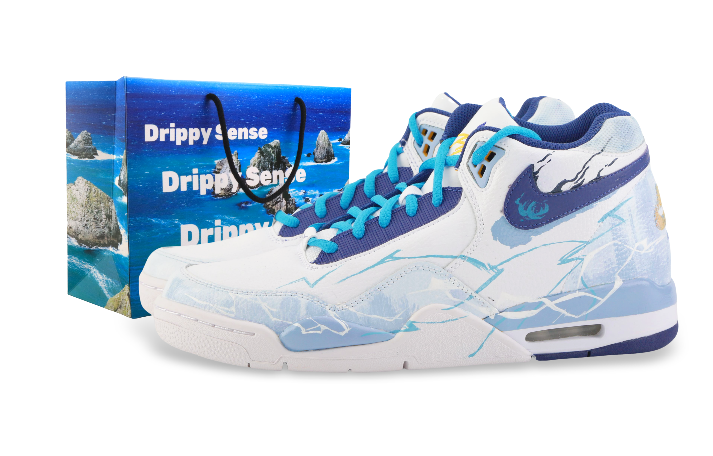 

Nike Баскетбольные кроссовки Flight Legacy Thunder Scar с нескользящей подошвой, износостойкие, винтажные, серо-синие, мужские