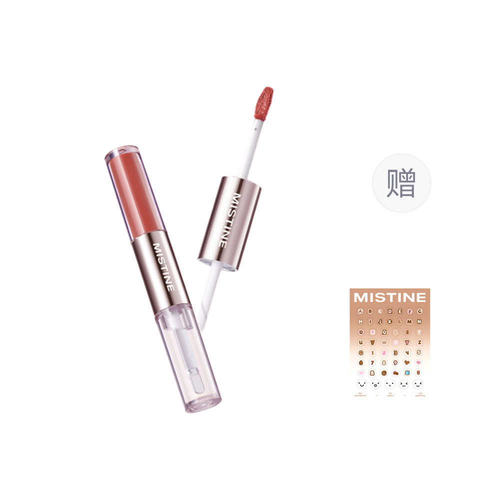 

Блеск для губ Tipsy Long Lasting Dual Head Matte, легко растушевывается, придает губам сияющий и естественный вид Mistine, d12紫苏气泡酒