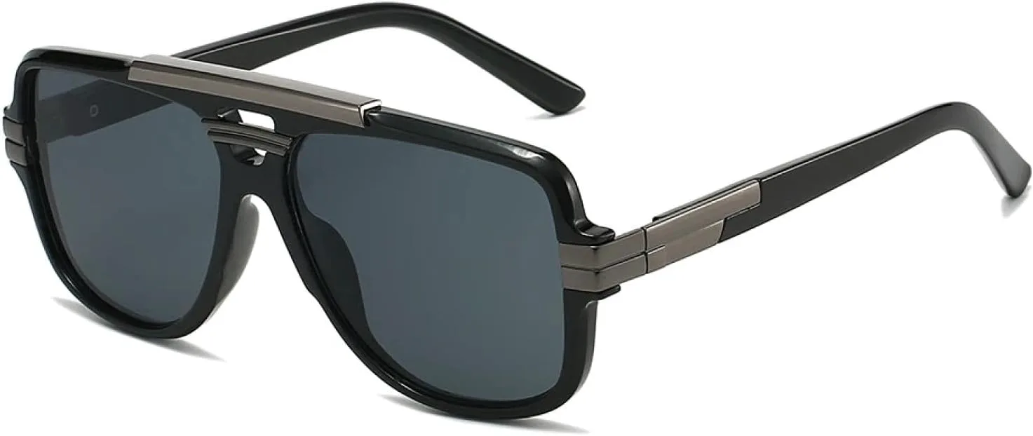 

Мужские солнцезащитные очки с переносицей для активного отдыха, женские стильные большие солнцезащитные очки с защитой от УФ-излучения TKKTLLT, Black-black