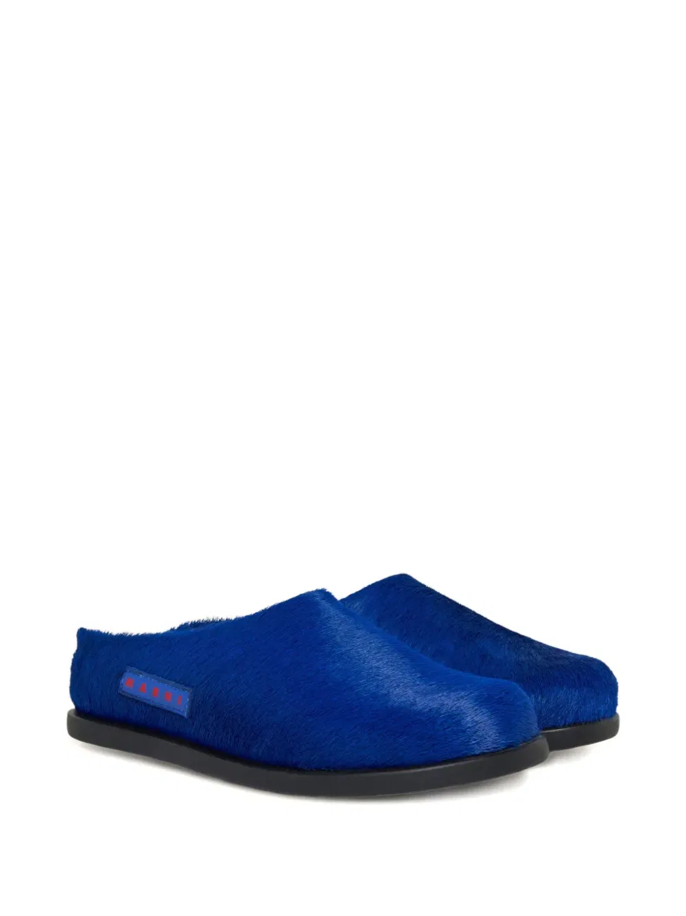 Меховые кроссовки с принтом Marni Kids, синий