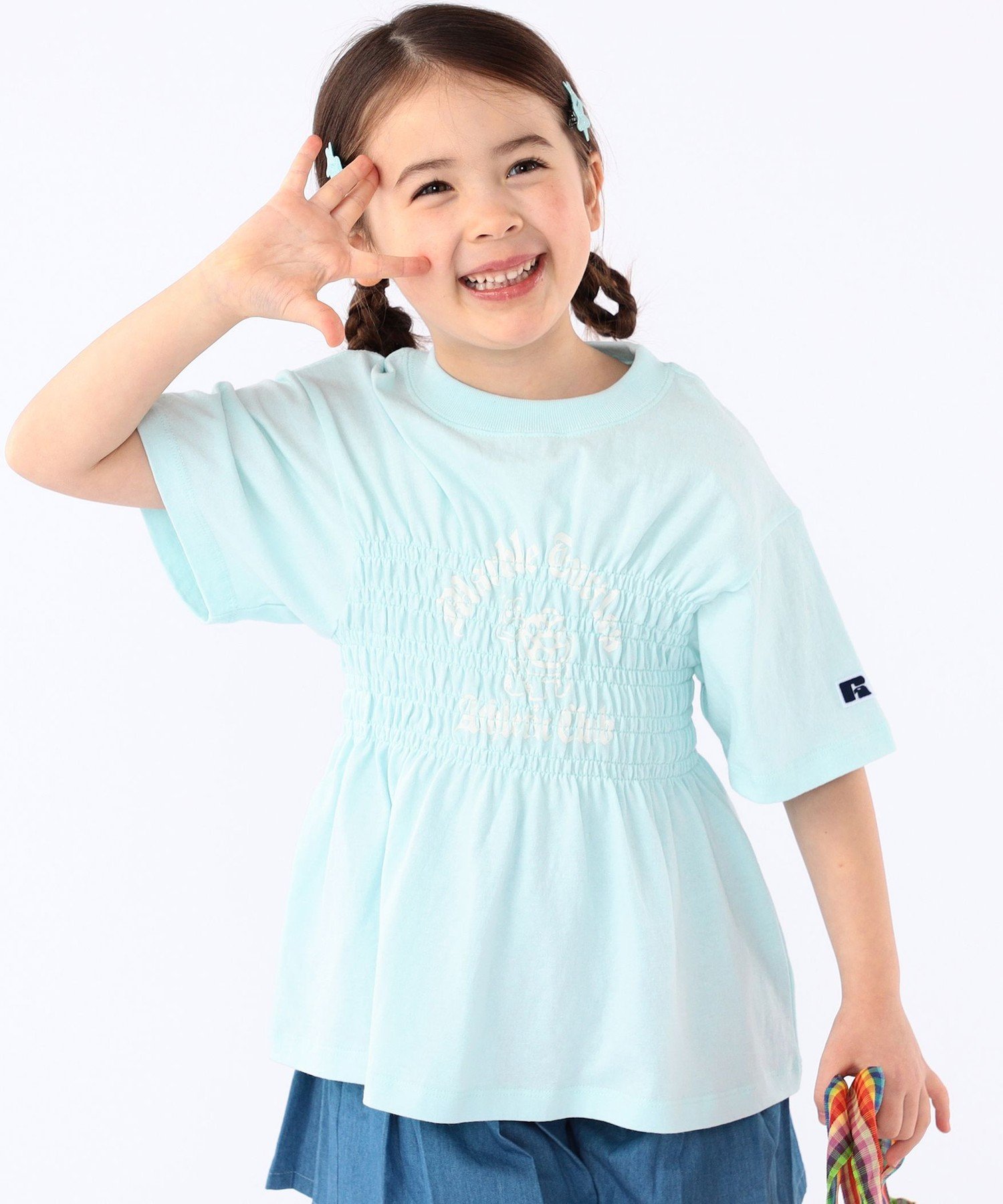Футболка с коротким рукавом RUSSELL ATHLETIC: 100-130 см / с присборенным принтом SHIPS KIDS, Light blue