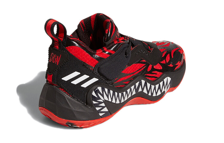 Баскетбольные кроссовки DON Issue #3 для детей GS Mid-top черного/красного цвета Adidas — фото 4