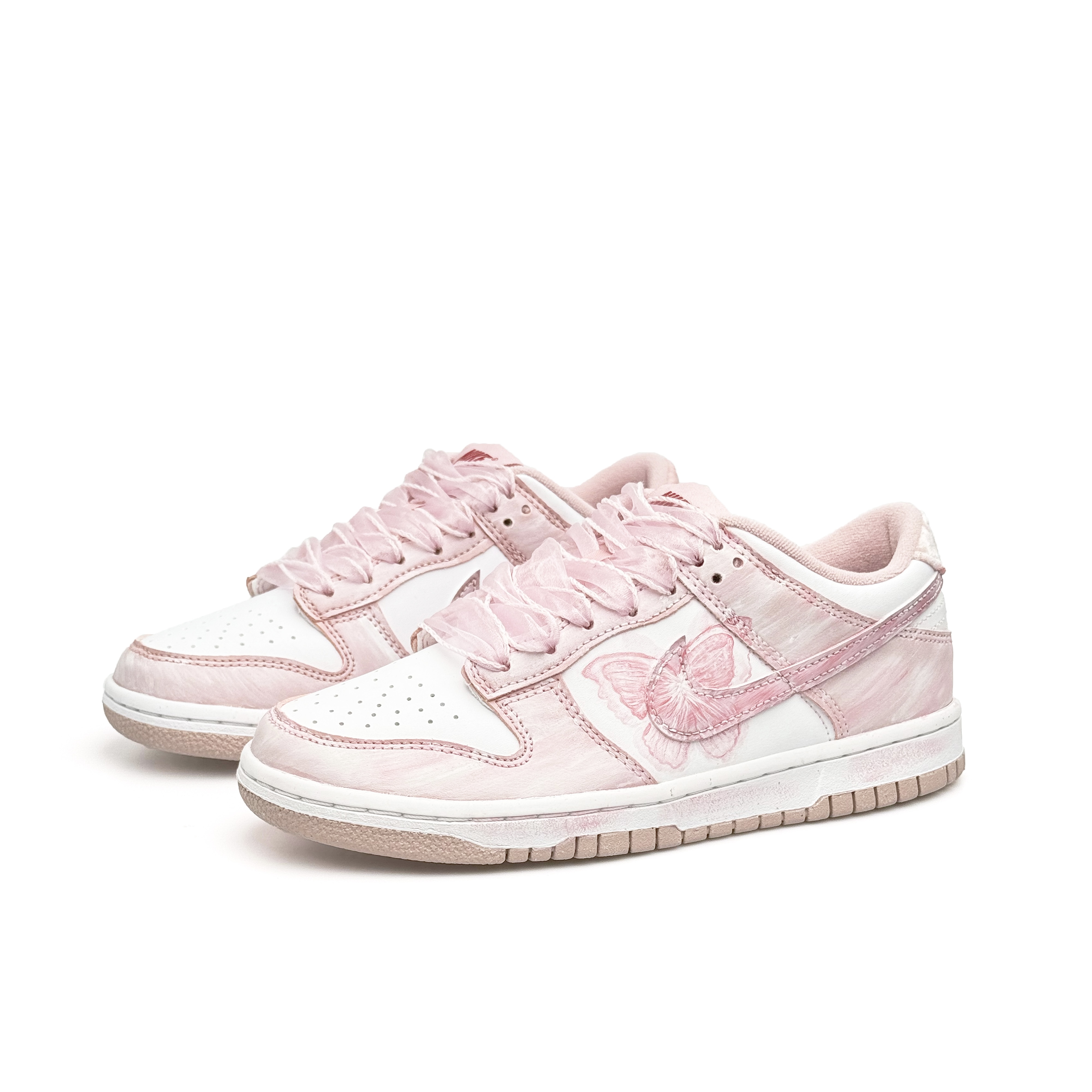 Nike Детские кроссовки для скейтбординга Dunk Pink Velvet, износостойкие, дышащие, низкие, для подростков — фото 3