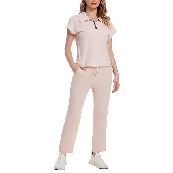

Женский комплект из поло и широких брюк Clearflower, White