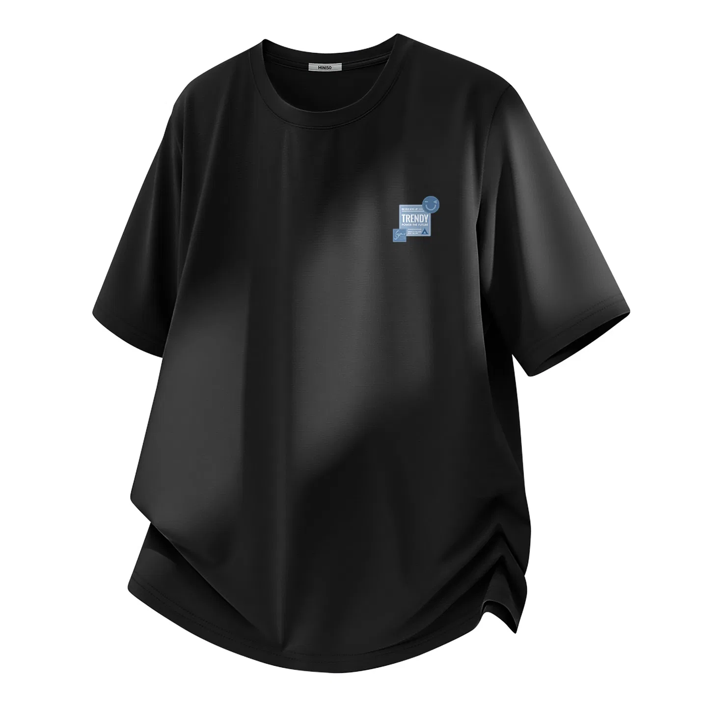 Детская футболка с быстросохнущей защитой от солнца MINISO, Black (With Smiley Face Label Chest Logo)