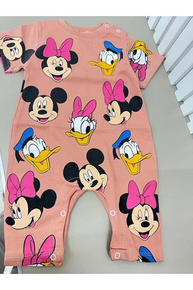Детский комбинезон с принтом Mickey Mouse, Pink-Green