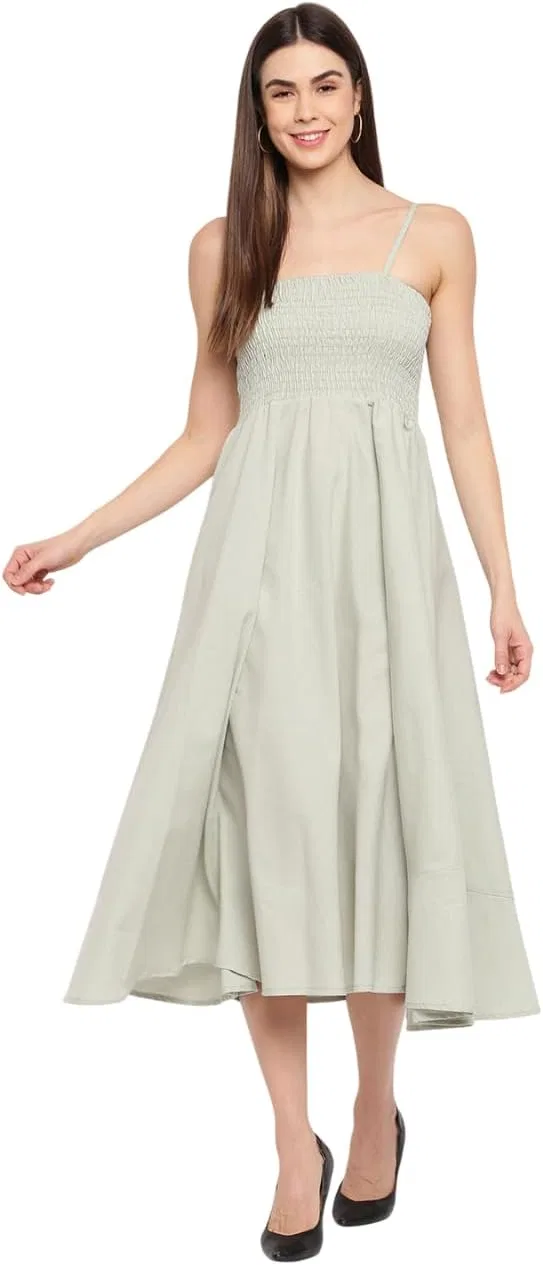 Женское платье миди с открытыми плечами из вискозы GrabMe Store, Light Grey