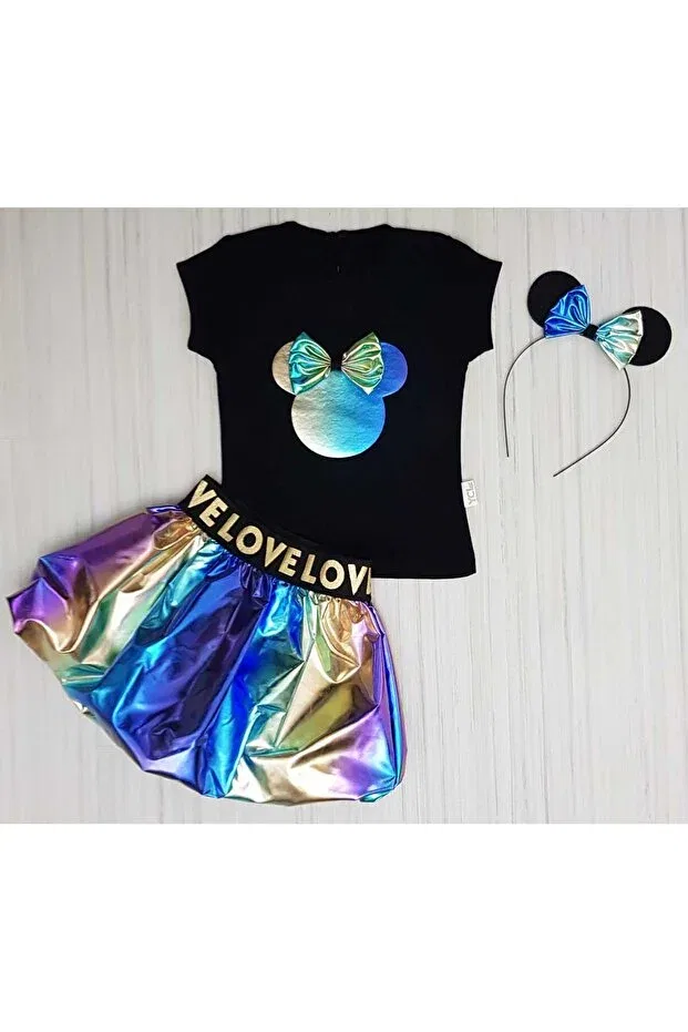 Детский комплект для девочек с принтом Minnie Rainbow Printed Ycl Baby, Rainbow