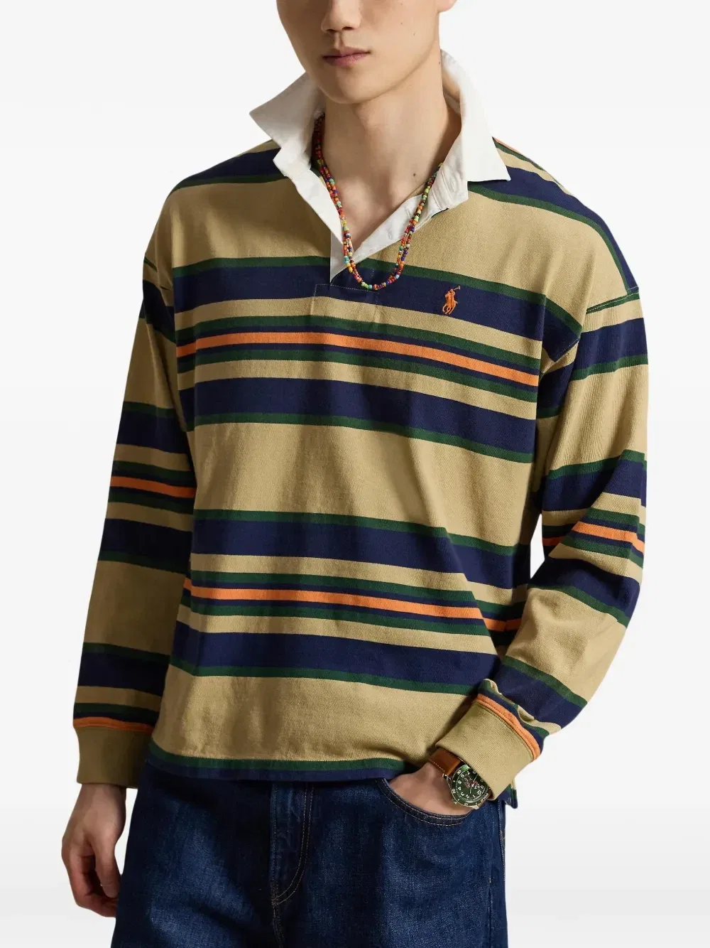 Полосатый свитер POLO RALPH LAUREN, бежевый — фото 3