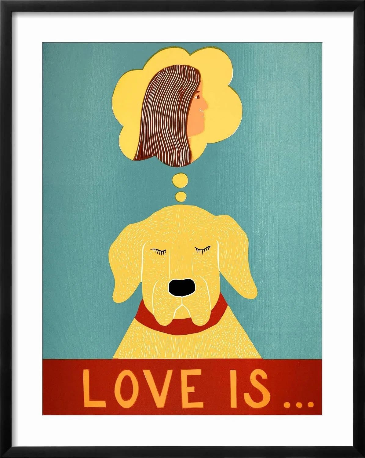 Детские ботинки для девочек с принтом Love Is Dog Girl Yellow on Black AllPosters, Black Frame — фото 2