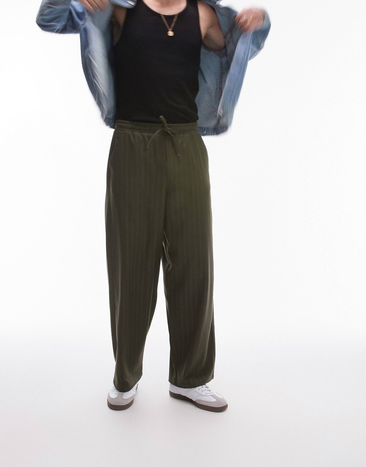 

Брюки Topman Wide Leg Pin Stripe, хаки