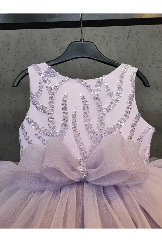 Детское платье для девочек без рукавов Lila beaded grenish dress Scstil, Lila — фото 2