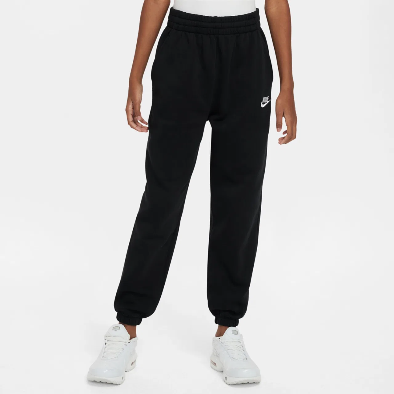 Детские спортивные брюки Nike NSW Club LBR Oversized Fleece, черный/белый