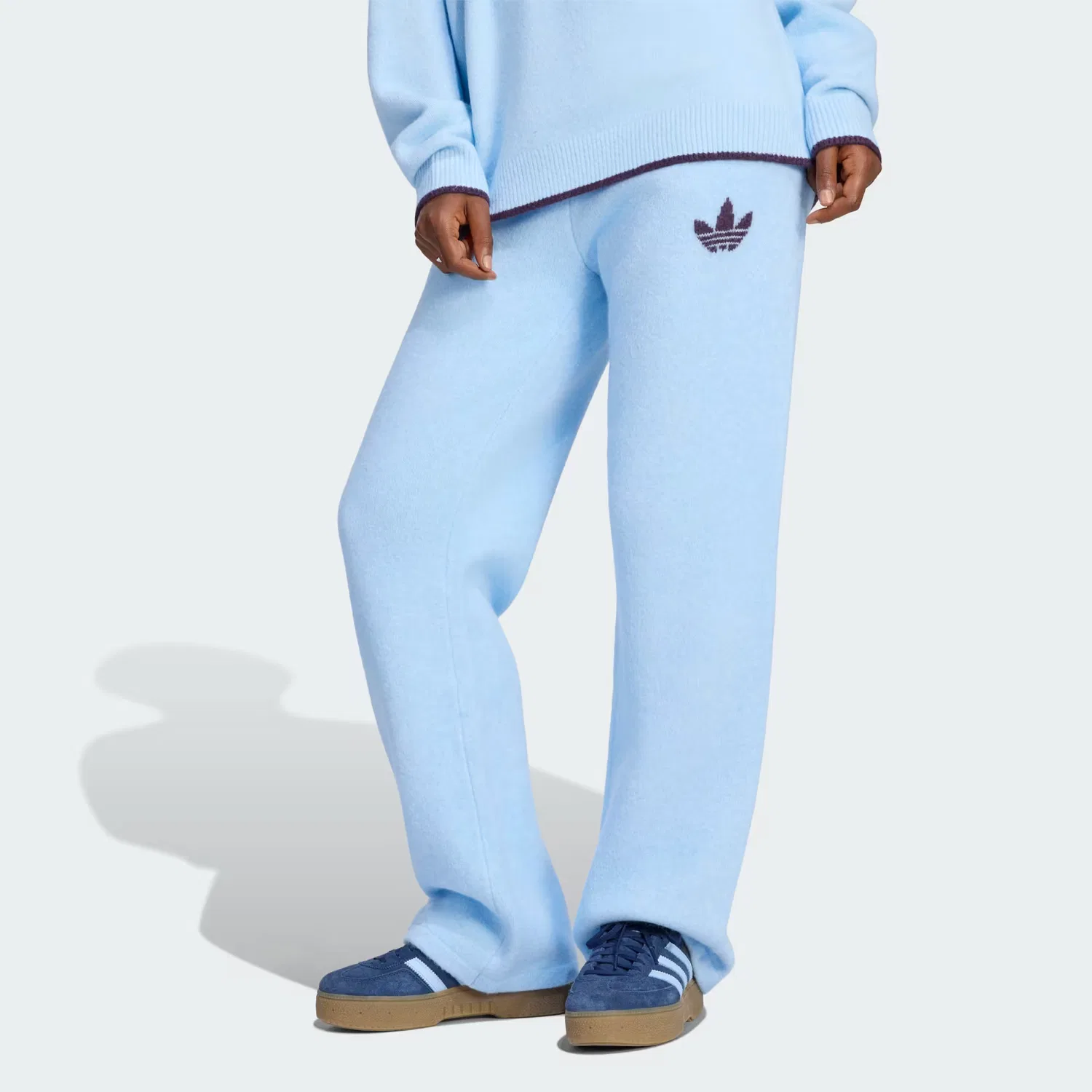Женские вязаные брюки свободного кроя Knit Tipping Pants Adidas Originals, небесно-голубой/благородный красный