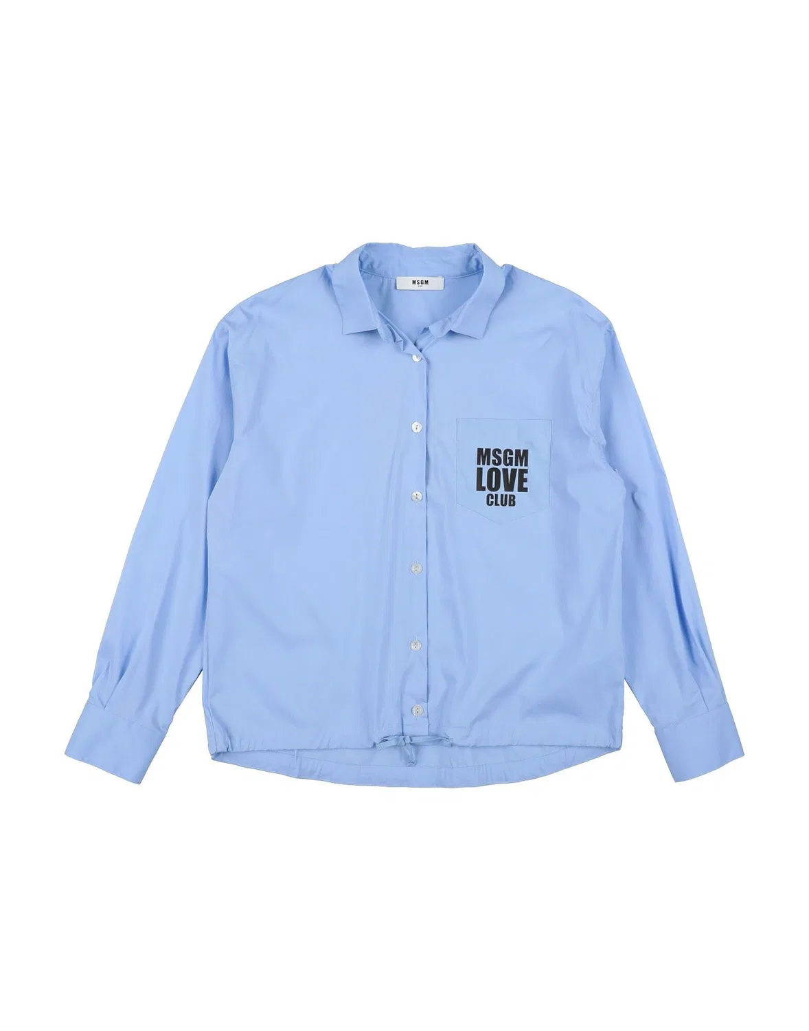 Детская рубашка из тафты с длинным рукавом Msgm, светло-голубой