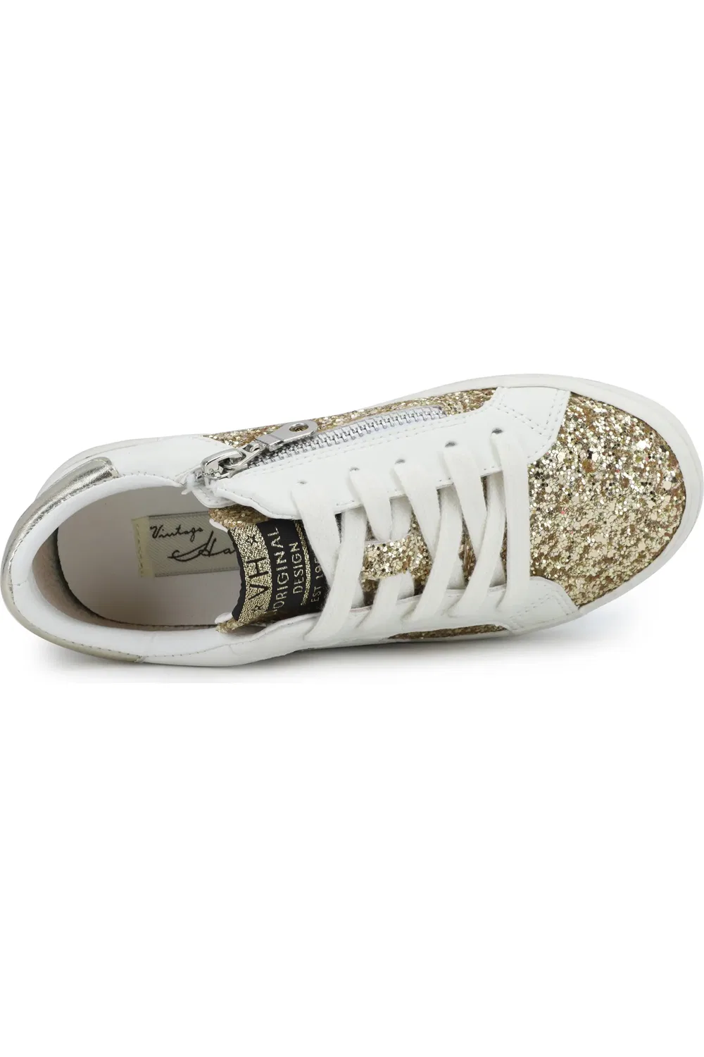 Кроссовки детские на молнии Vail Vintage Havana, White Gold Glitter — фото 4
