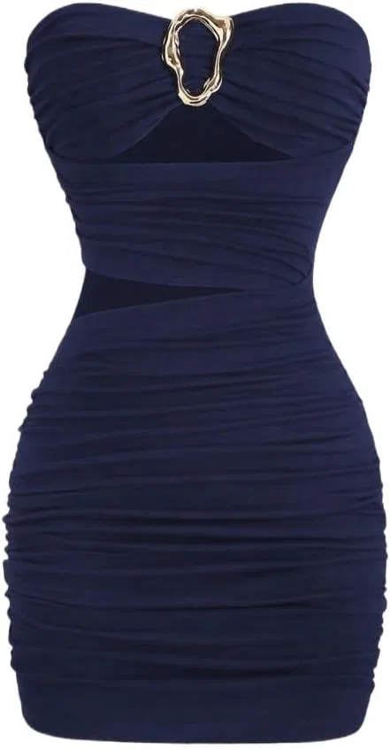 Женское облегающее мини-платье с вырезами Bodycon, Navy Blue