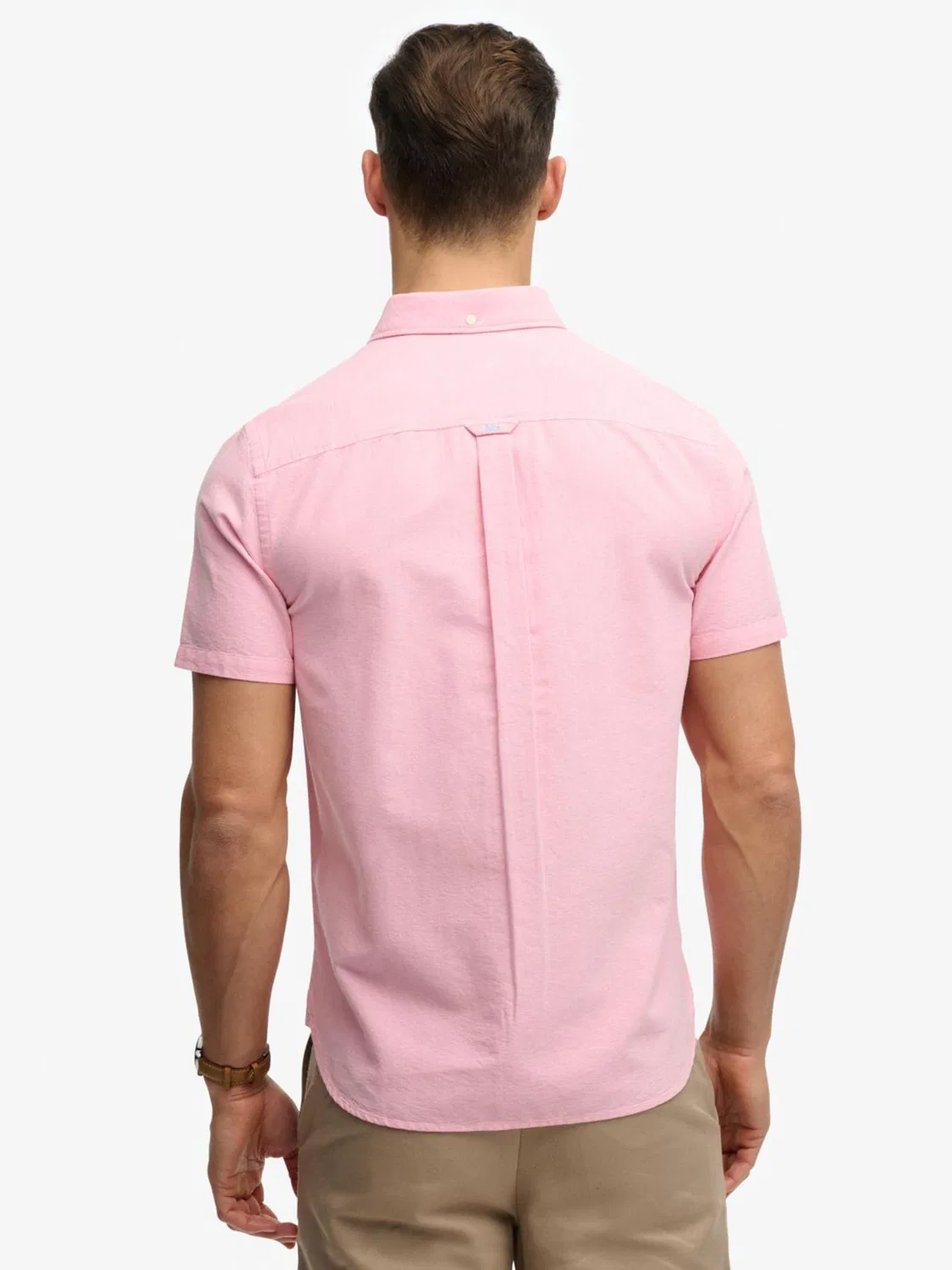 Рубашка Oxford с коротким рукавом, Preppy Superdry, Cali Coral Pink Chambray — фото 3