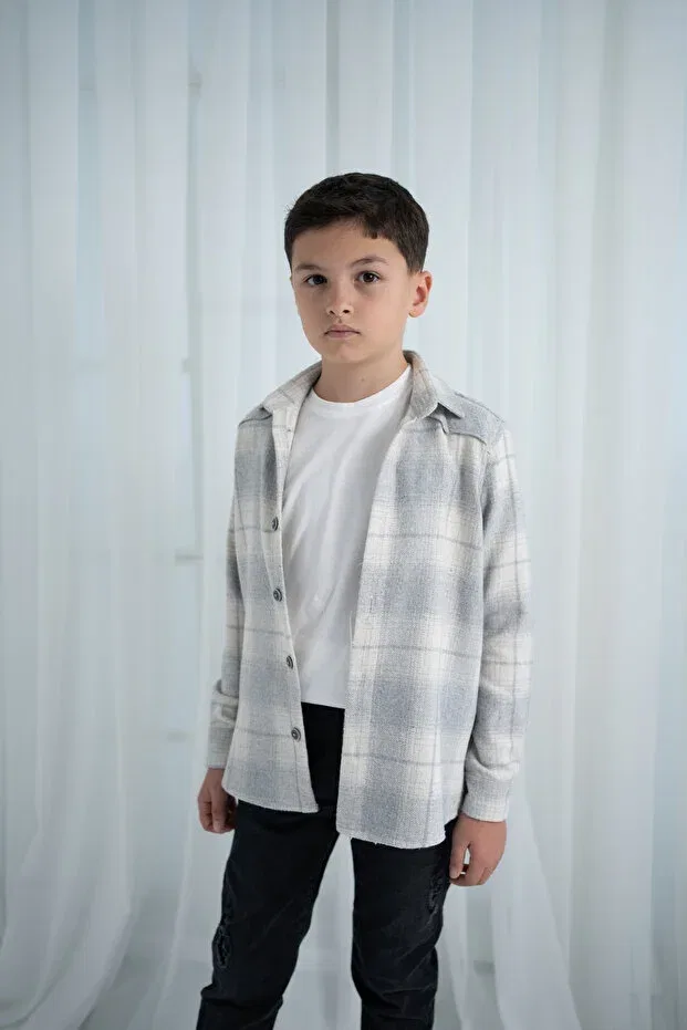 Детская рубашка для мальчиков с длинным рукавом Young Senior, Gray — фото 3