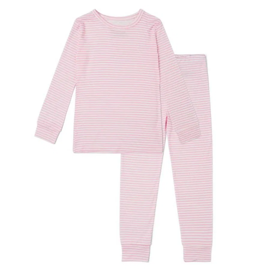 Детский комплект пижам для девочек с длинным рукавом Ballet Stripe Motette, Pink And White Stripes