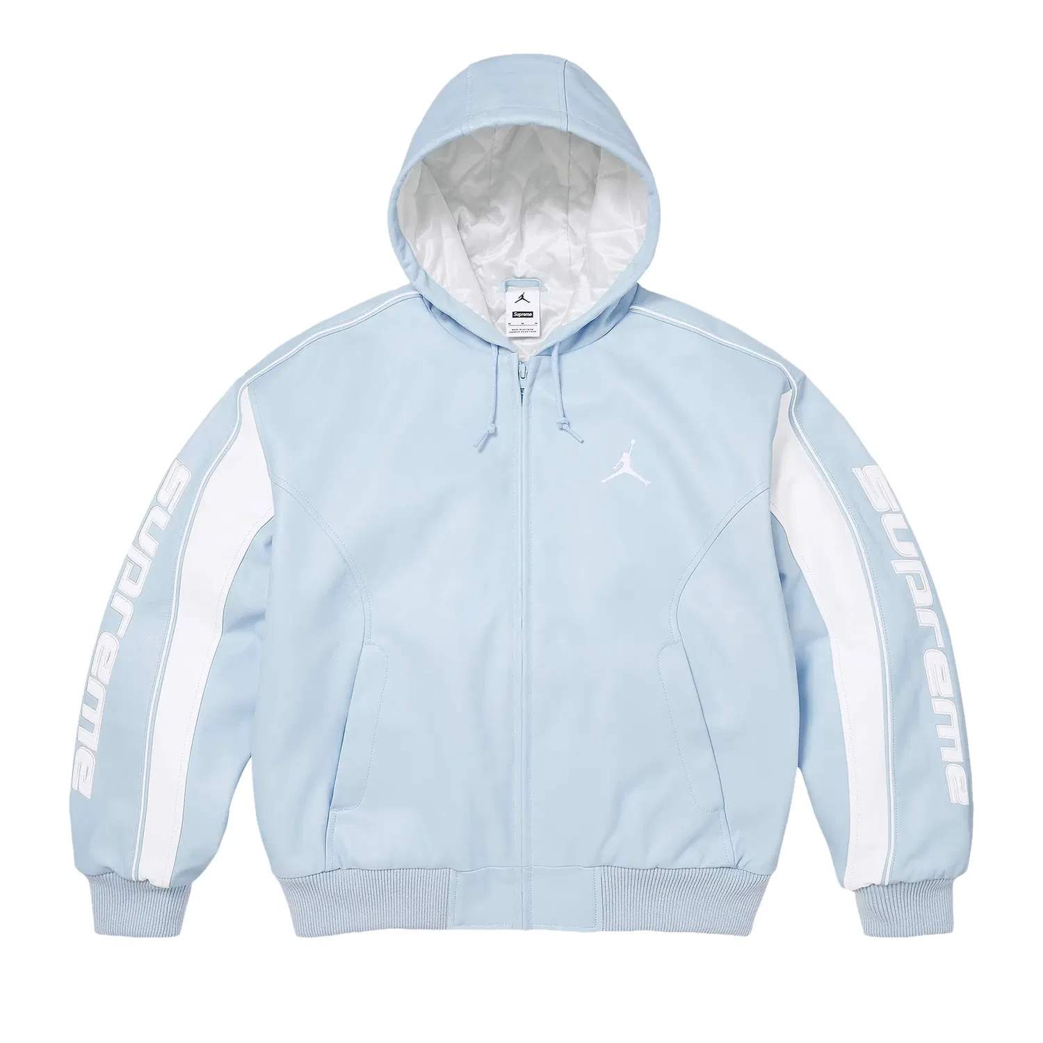 Кожаная куртка Supreme x Jordan с капюшоном, синий