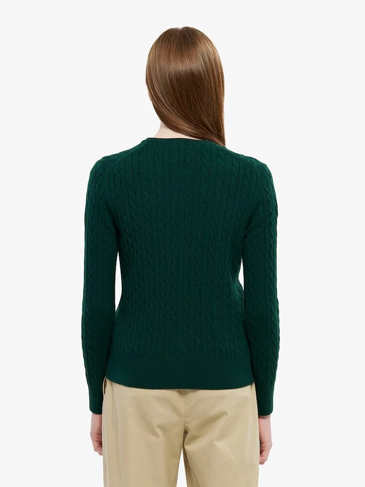 Кардиган женский LACOSTE, кабельная вязка, зеленый — фото 3