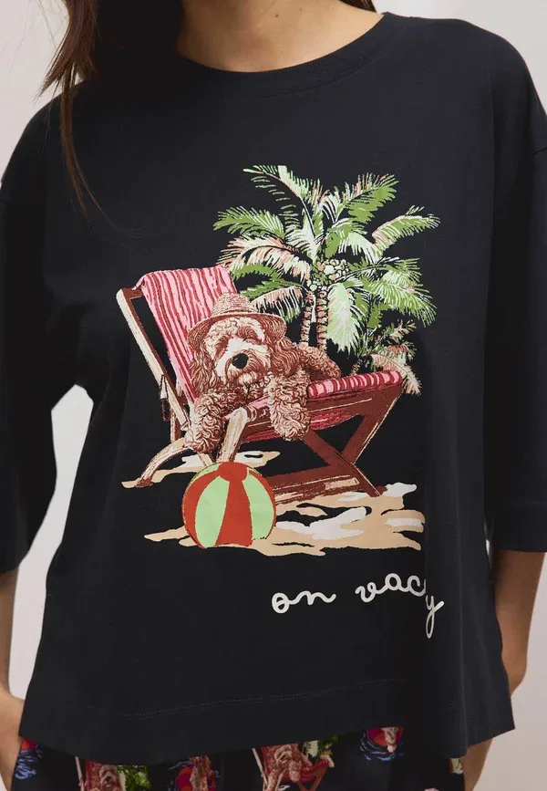 Комплект пижамы с принтом Regular fit - short pyjamas set Next, темно-синий Charlie the Cockapoo — фото 4