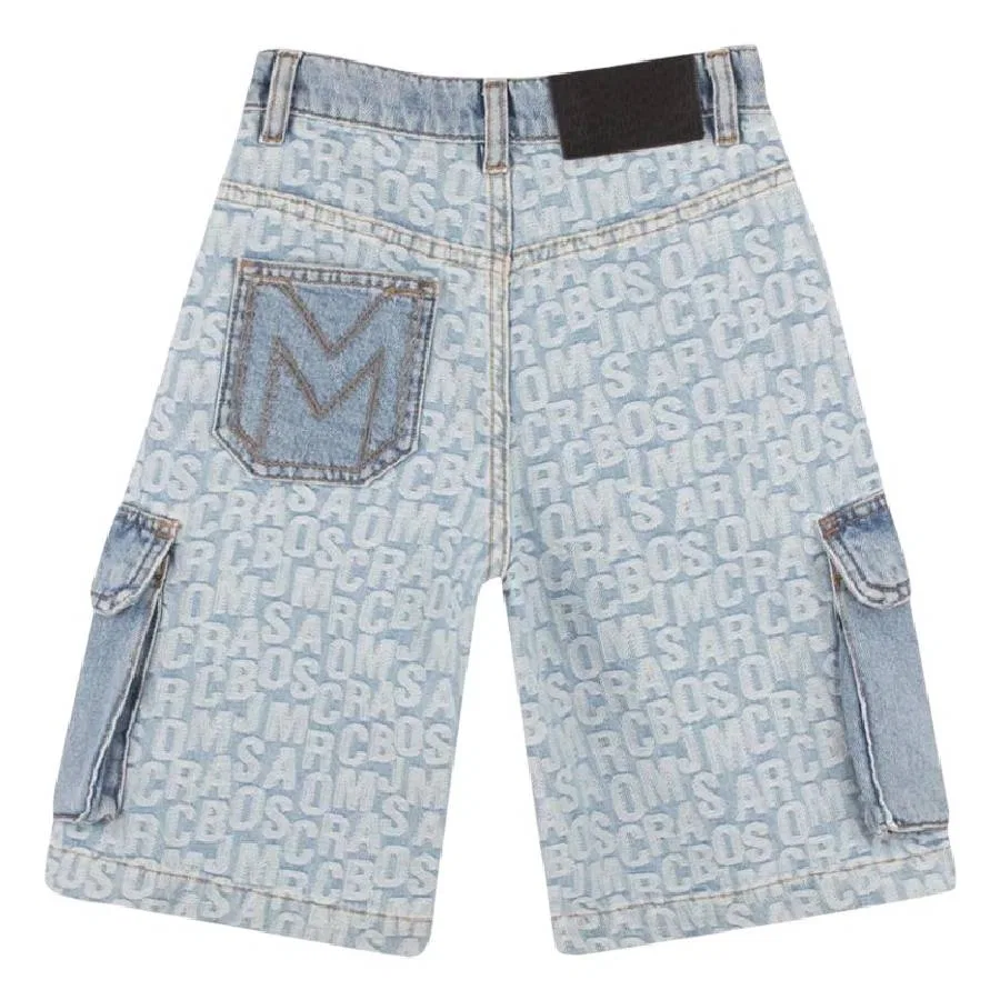 Шорты джинсовые с принтом All-Over Jacquard Logo Little Marc Jacobs, Denim Blue — фото 2
