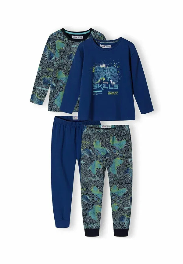 Комплект пижамный из хлопка 2 pack set Minoti, темно-синий зеленый