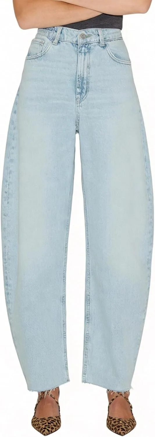 

Джинсы Barrel для женщин, широкие, укороченные ZendEsltenx