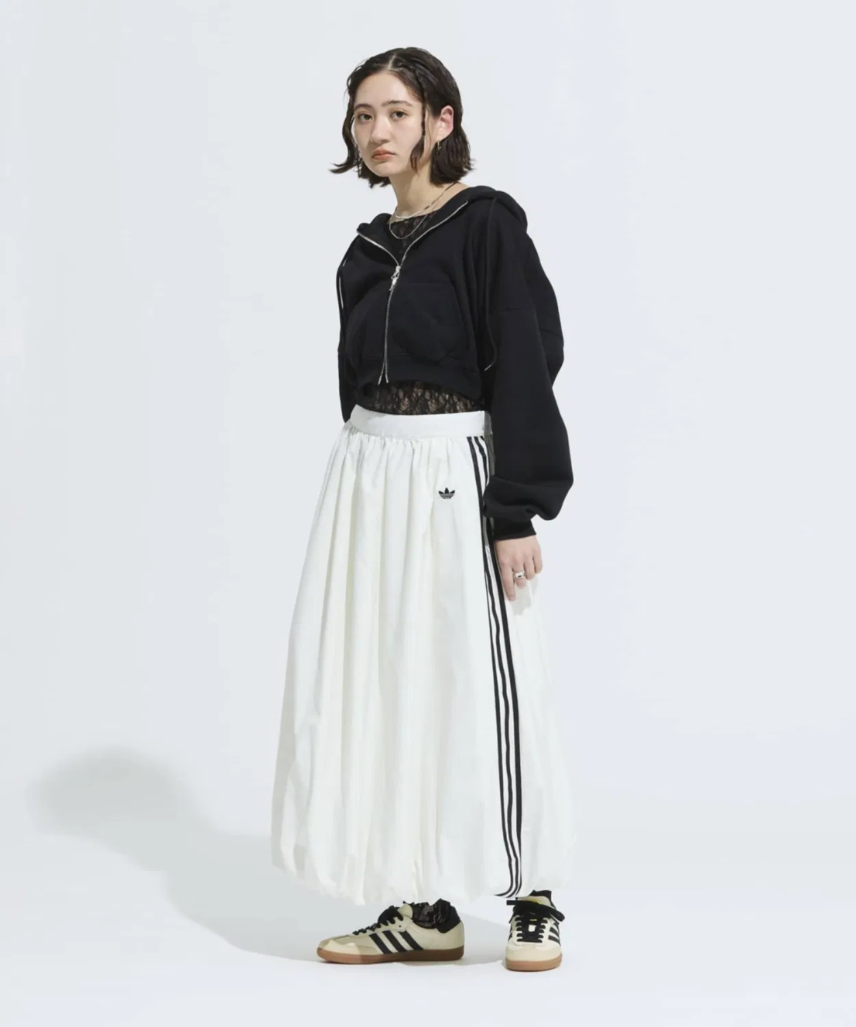 Женская юбка-баллон с длиной миди, с эластичным поясом Adidas Originals, Белый — фото 2