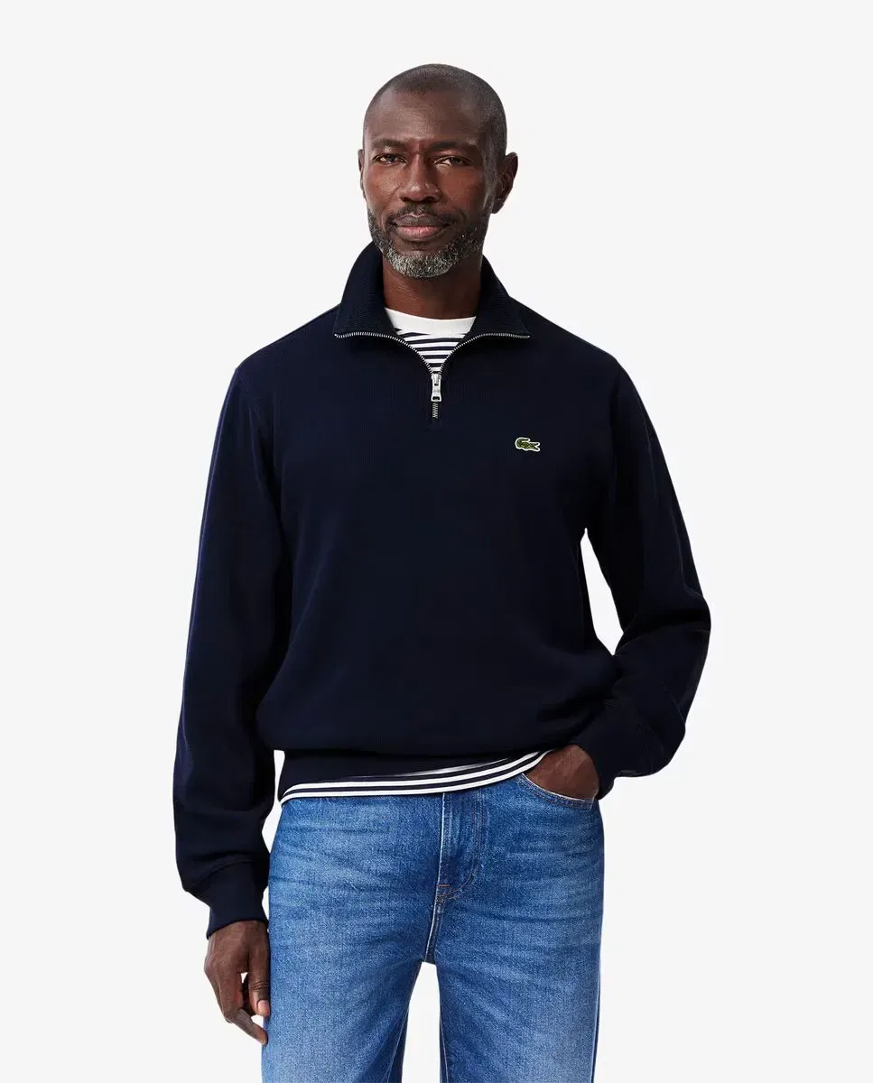Худи мужское Lacoste с высоким воротом и молнией, интерлок, Azul Marino