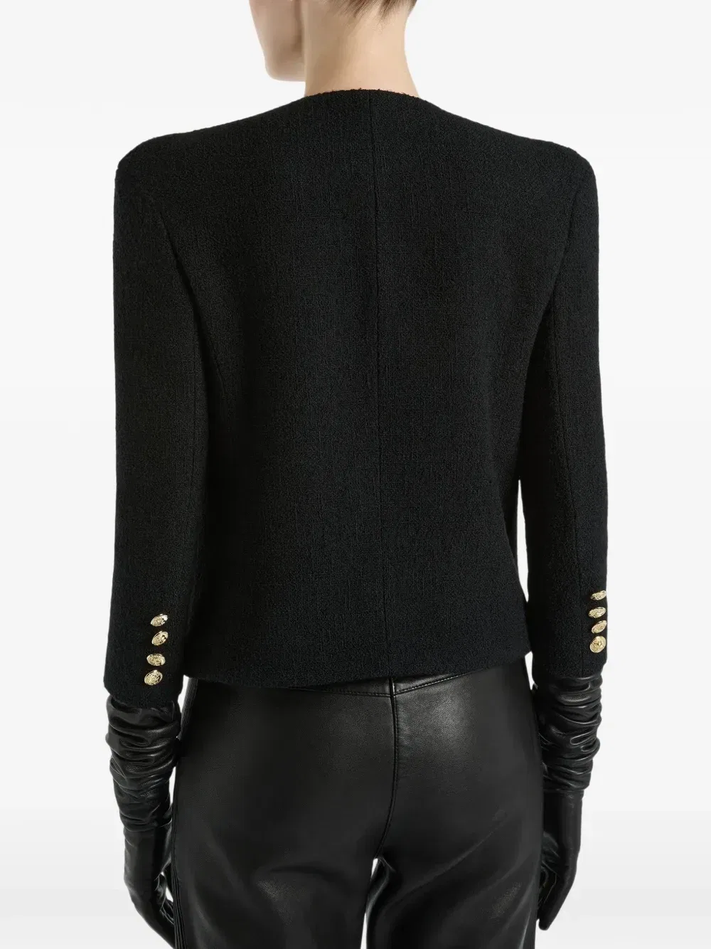 Твидовый жакет с золотистыми пуговицами BALMAIN, черный — фото 4
