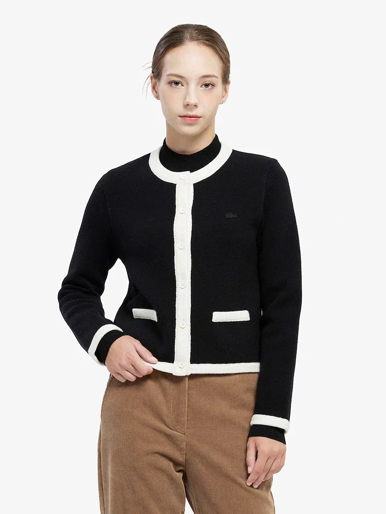 Кардиган женский LACOSTE AF206E, шерстяной, V-образный вырез, темно-синий