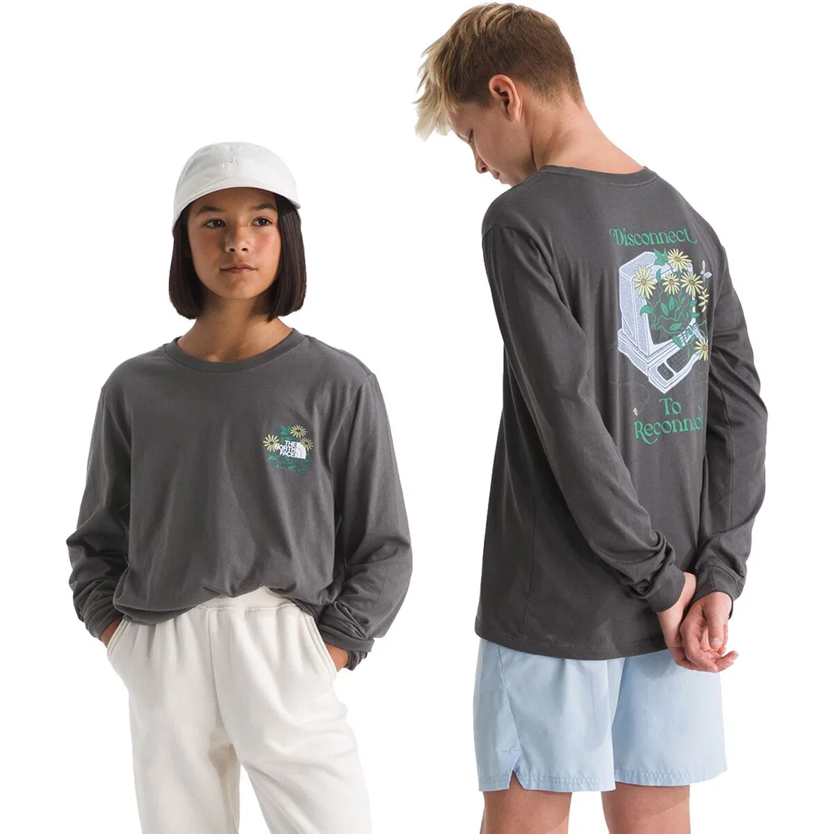 Детская футболка с длинным рукавом Evolution Disconnect The North Face, Anthracite Grey