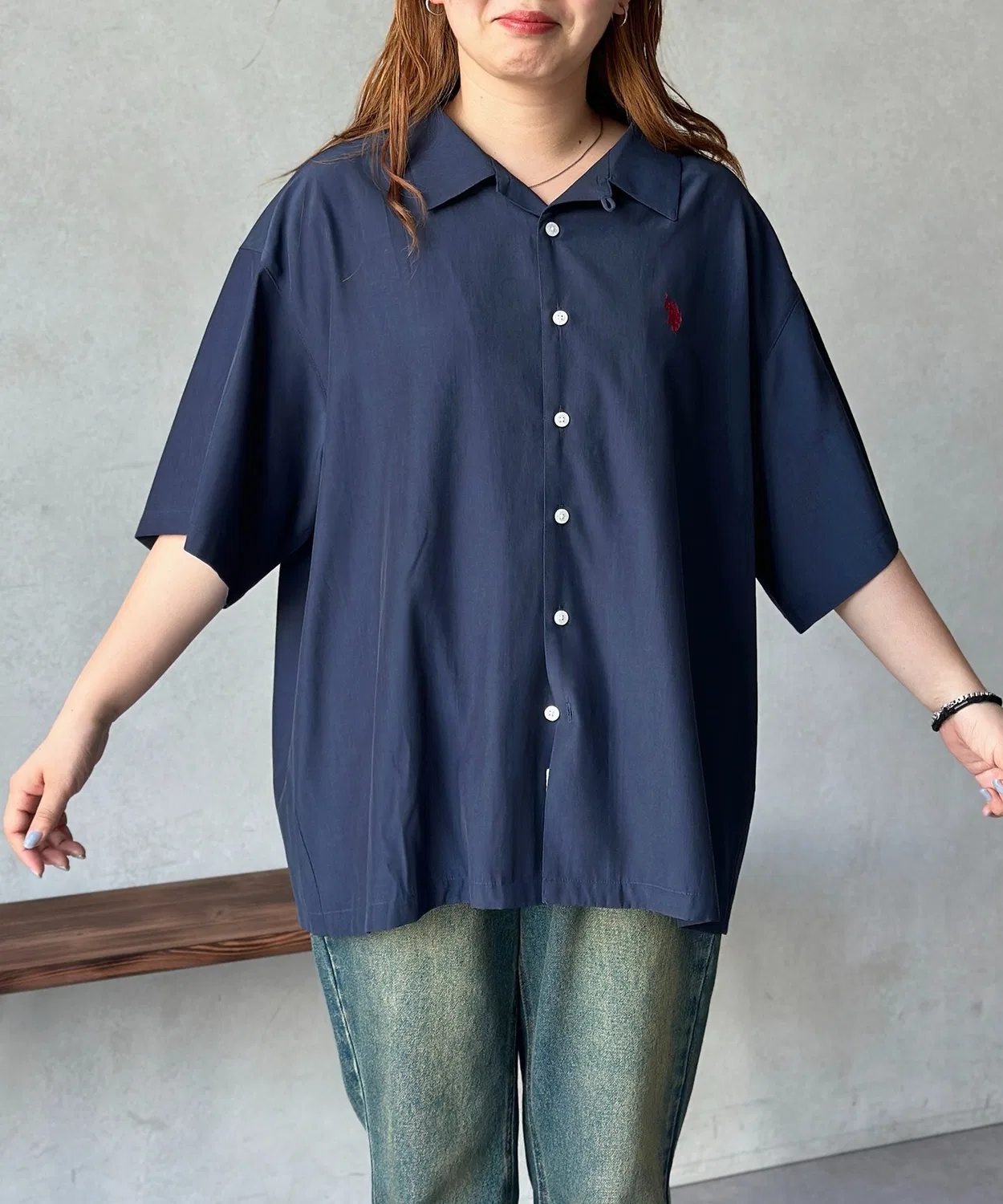 Мужская рубашка с открытым воротником, фальш-шелк, модель Silk Touch U.S. POLO ASSN., Charcoal Grey — фото 2