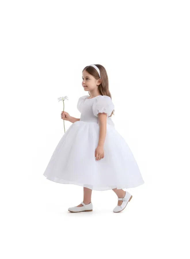 Платье с юбкой-тюльпан для девочки Tulip party dress D'Daniela, белый — фото 2