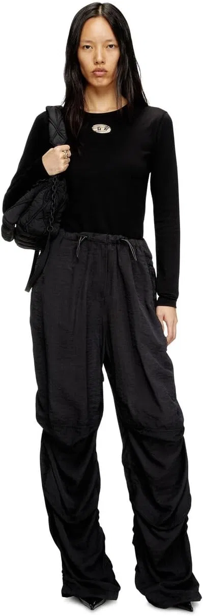 Женская футболка с длинным рукавом с вырезом Oval D Diesel, Black — фото 3
