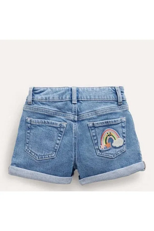 Детские шорты для девочек джинсовые с вышивкой Extra, Multicolor