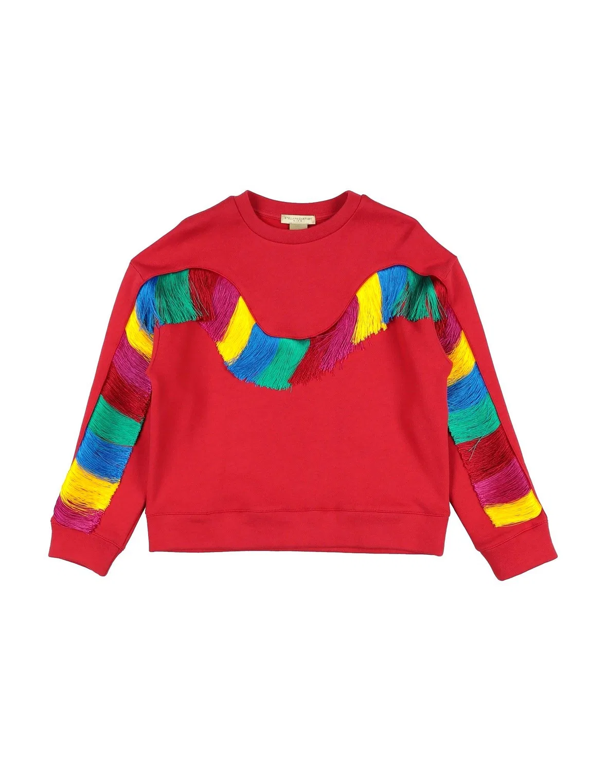 Детская флисовая кофта для девочек с бахромой Stella Mccartney Kids, красный