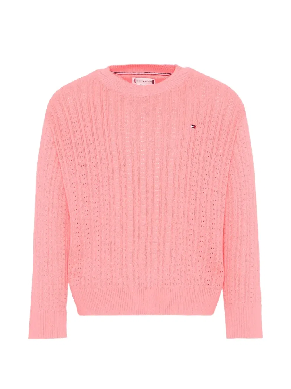 Свитер ажурной вязки Tommy Hilfiger Junior, розовый